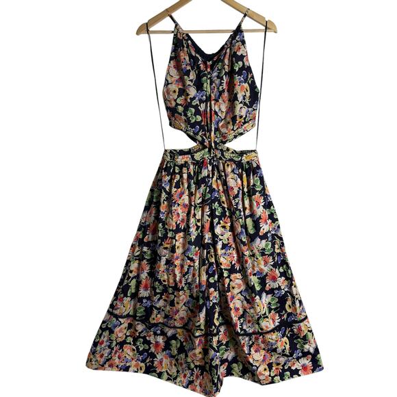 Something Navy Floral Cutout Sleeveless A-Line Midi Dress Size Small - Picture 12 of 15
